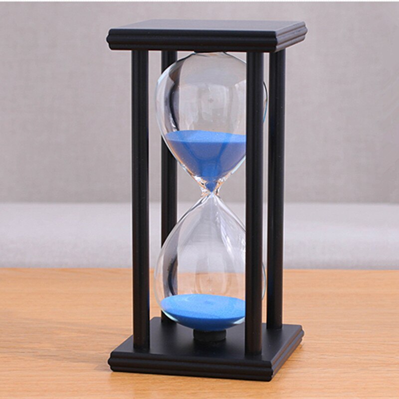 Wooden Sandglass Sand Hourglass 45/60 Minute 20.5*10*10 Countdown Timer Clock Xmas Birthday Home Decoration Reloj De Arena: Black blue sand / 45mins