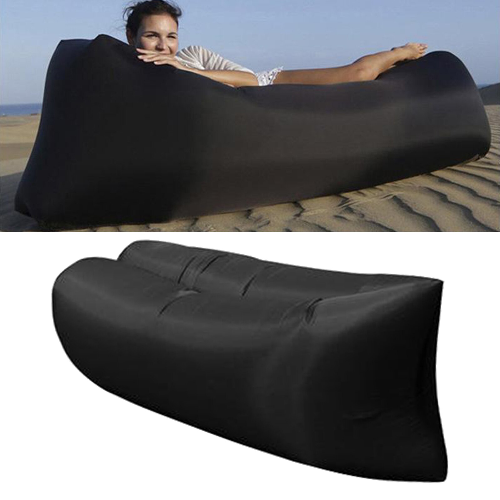 Lettino gonfiabile divano lettino divano sedia sedia Hangout campeggio esterno spiaggia divano gonfiabile divano coperta tutto'aperto adulti bambini: nero