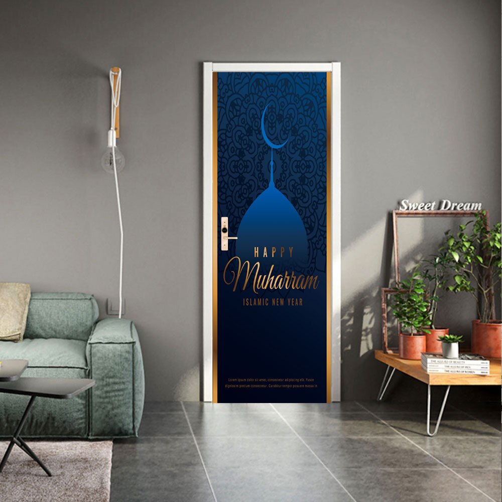 3D Self-adhesive Muslim Door Sticker Ramadan Decoration EID Living Room Bedroom Glass Door Mural Wallpaper: MMT011