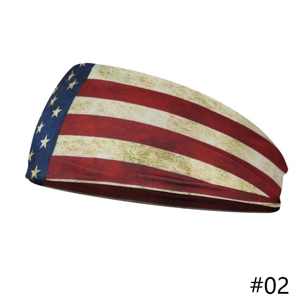 1pc flag pattern stretchable sports headband men women fitness sweat bands anti-slip yoga hair bands outdoor headband scarf: 02