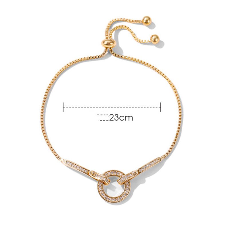 Modieuze Eenvoudige Hanger Armband Voor Vrouw Ronde Shiny Crystal Koreaanse Bangle Vrouwelijke Sieraden