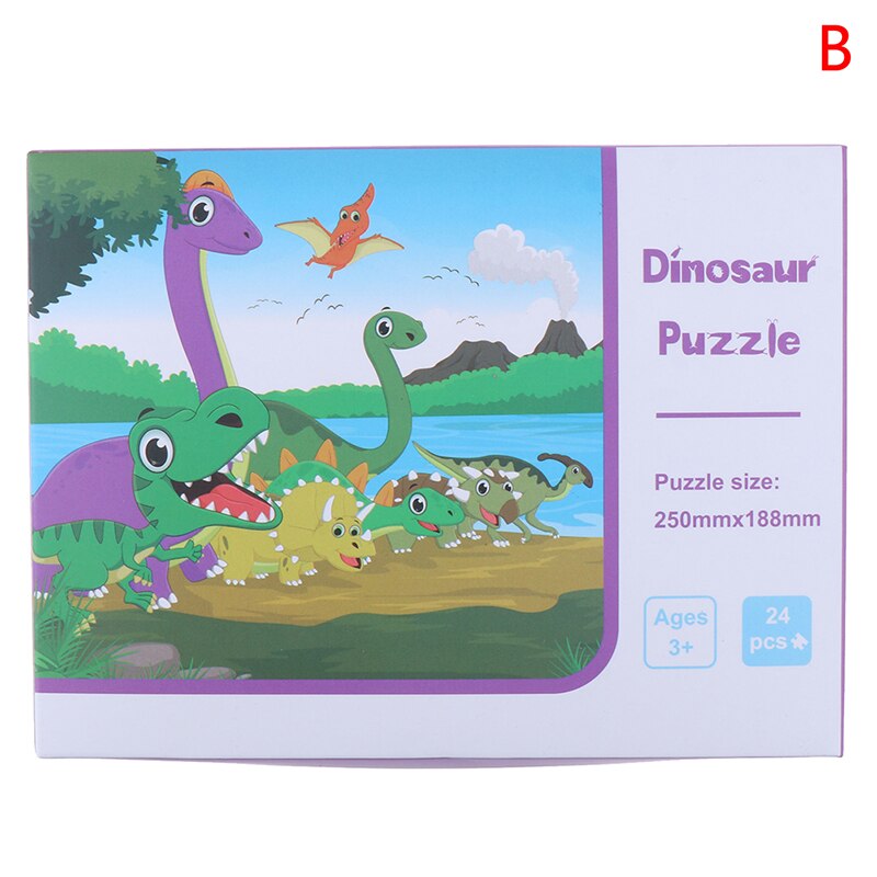 24 stykker papirpuslespil børnelegetøj tegneserie skovdyr zoo puslespil barn tidligt uddannelsesmæssigt læring babylegetøj: B