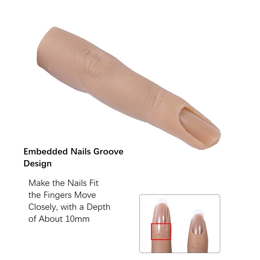 Nail Art Silicone Practice Single Finger Female Mannequin Finger with Flexible Finger Adjustment For Nails Display