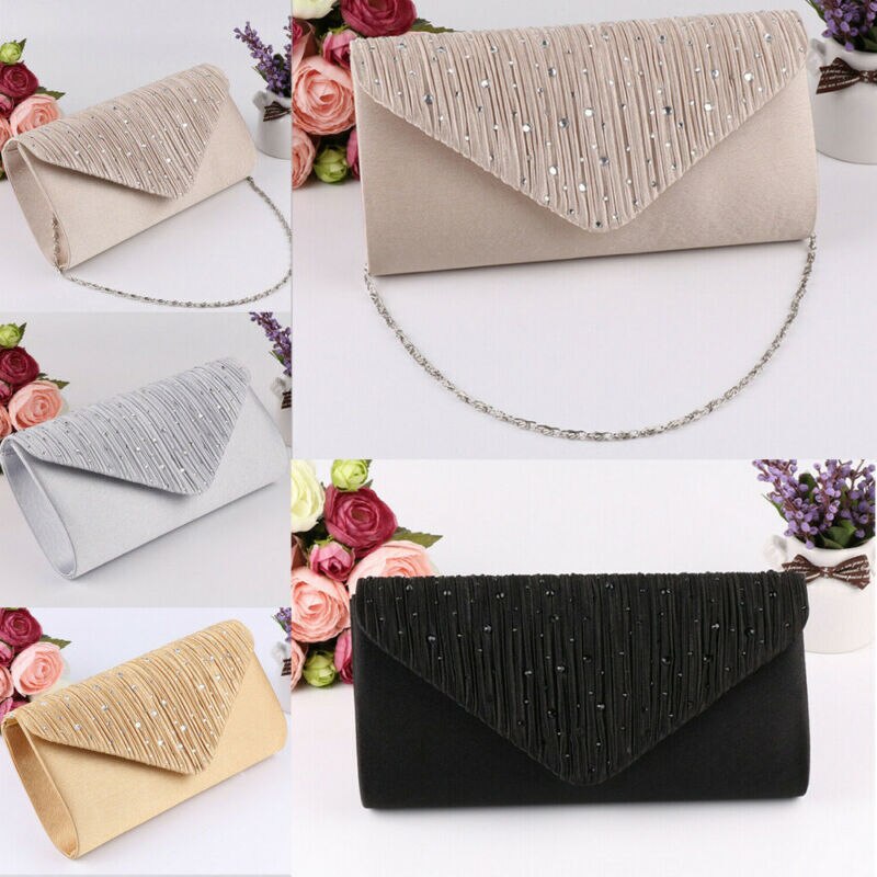 Pochette de soirée en Satin pour femmes, sac à main scintillant pour bal de mariage