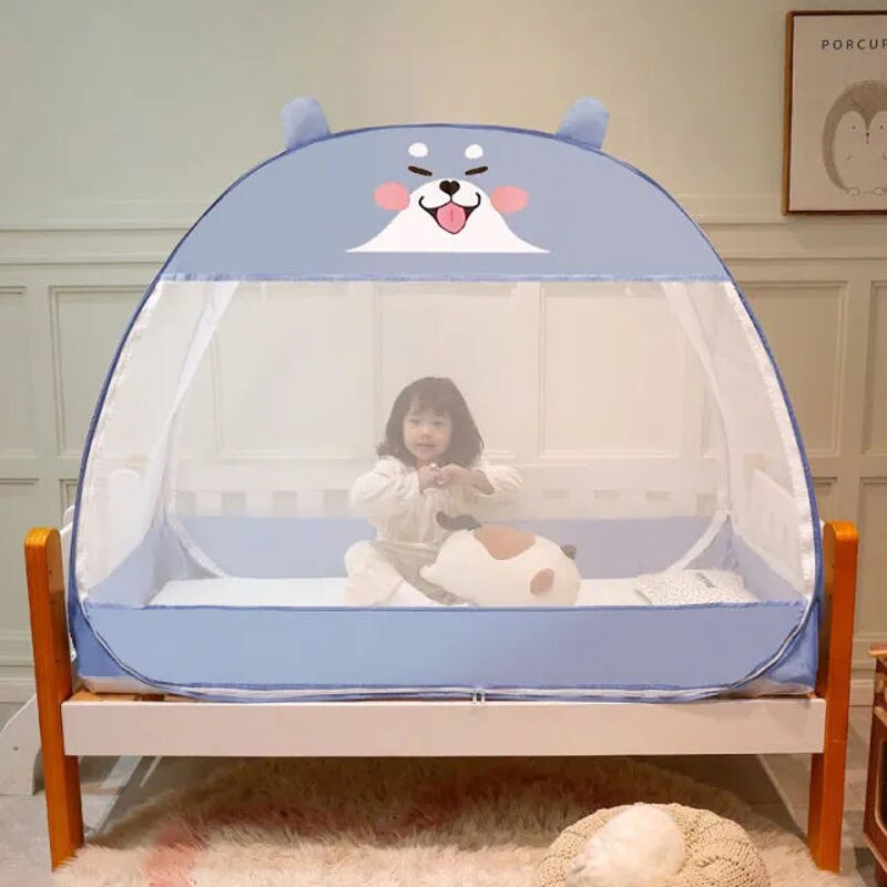 Cartoon Wieg Vol Bodem Klamboe Universele Kinderen Bed Opvouwbare Klamboe Grote Ruimte Yurt Dubbele Deuren Klamboe: D-120x65cm-2 doors