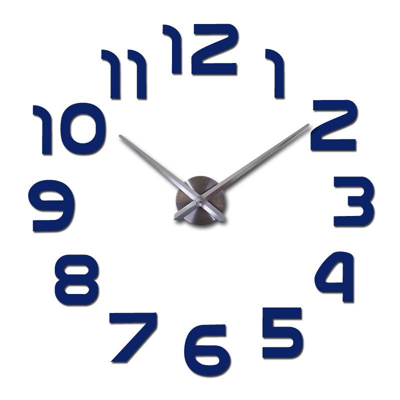 Real begrenzte quarzuhr big diy 3d spiegel aufkleber Metall wanduhr moderne kunst uhren hause dekoration: Blau / 37inch