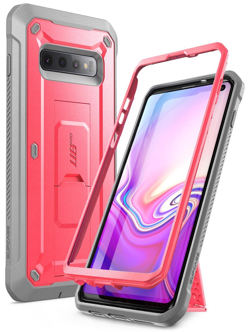 For Samsung Galaxy S10 Case 6.1 inch SUPCASE UB Pro Full-Body Rugged Holster Kickstand Case WITHOUT Built-in Screen Protector: Pink