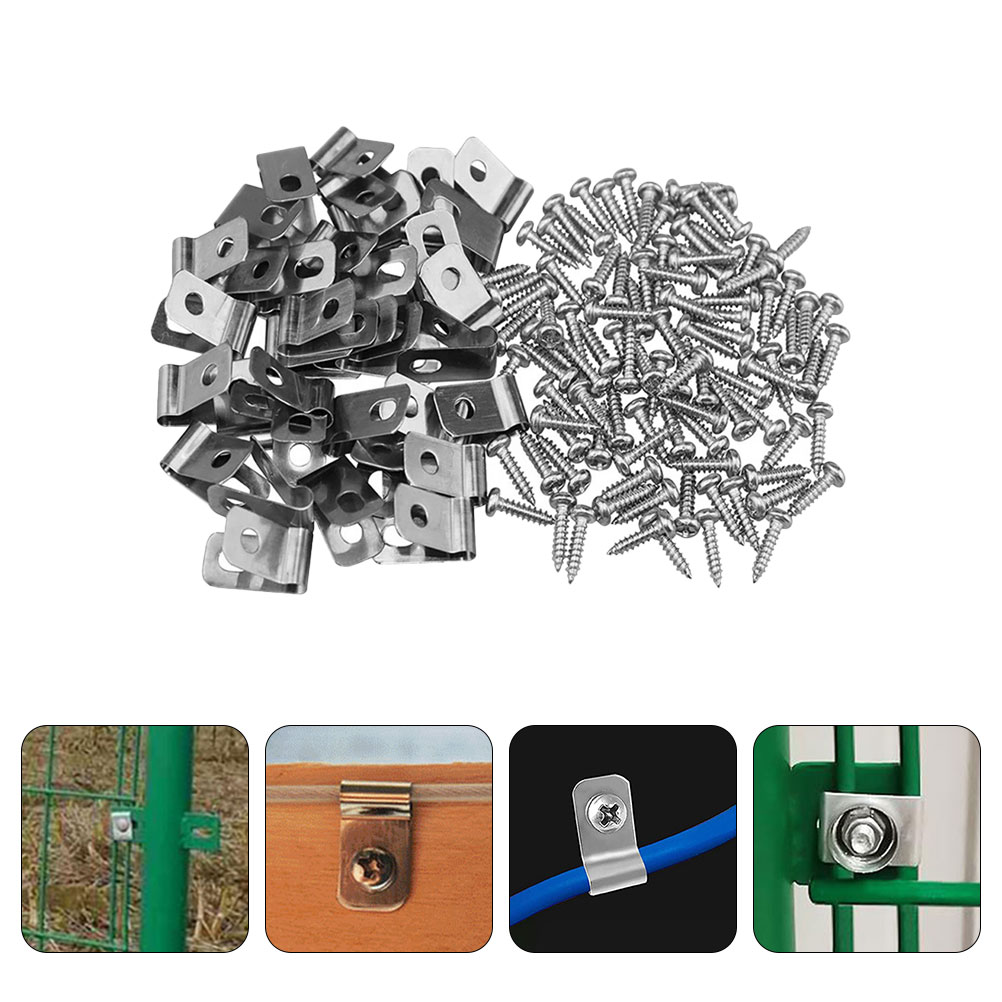 100 Sets Hek Clip Clips Onderdelen Hout Prikkeldraad Metaal Aluminium Voor Tuin Heavy Duty