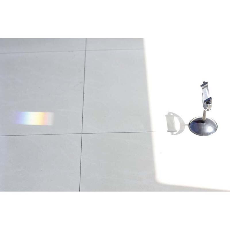 Vidrio óptico Triangular triple prisma refractor físico luz con soporte