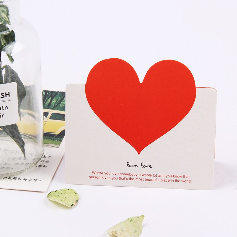 50 stk / taske blandet farve kærlighed hjerteform lykønskningskort valentinsdagskort bryllupsinvitationer kort romantisk takkort: Hvid rød