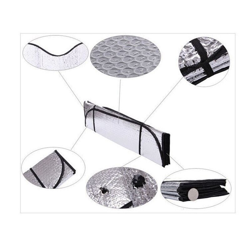 Sombrinha Dobrável Brisa Dianteiro E Traseiro do carro Sol Janela Sombra Prata 140X70 Cm