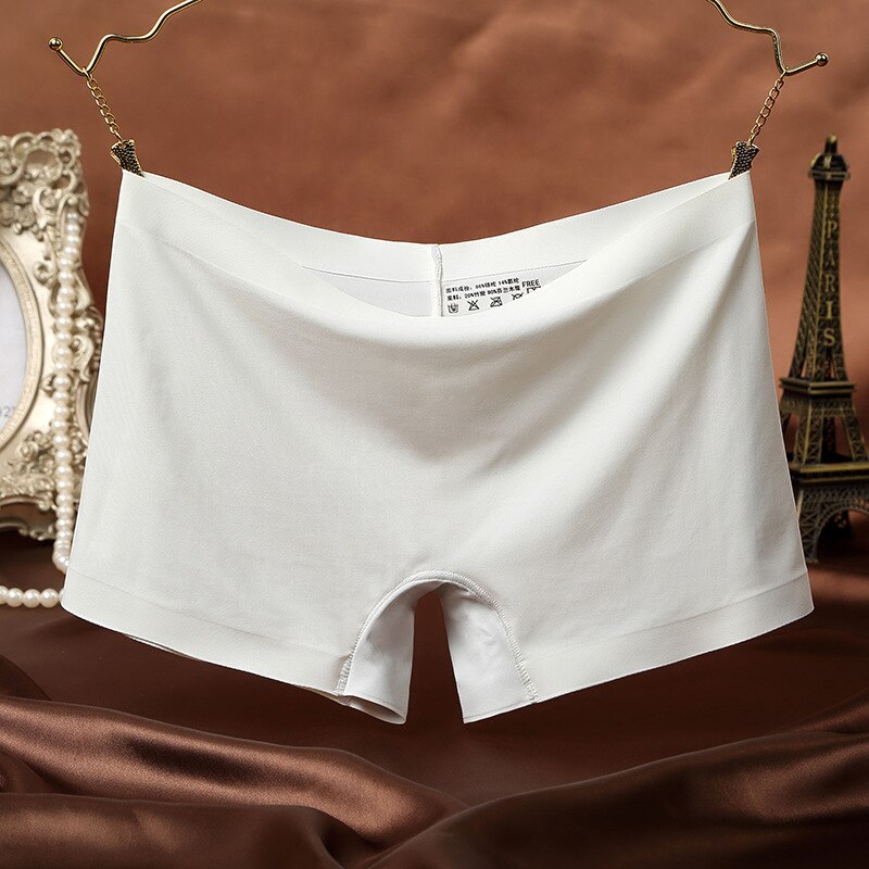 KJ22 Ladies Safety Lingerie Underwear Mid Waist Seamless Women's Panties Female Boyshort Pants: White