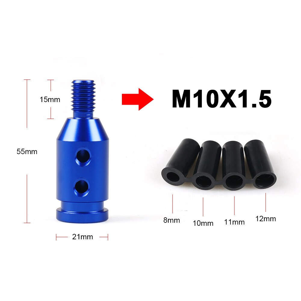 Adaptador Universal de pomo de cambio de marchas Manual para coche, palanca de cambios sin rosca, aleación de aluminio, rosca M10x1.5/M12x1.25:  Blue-10x1.5