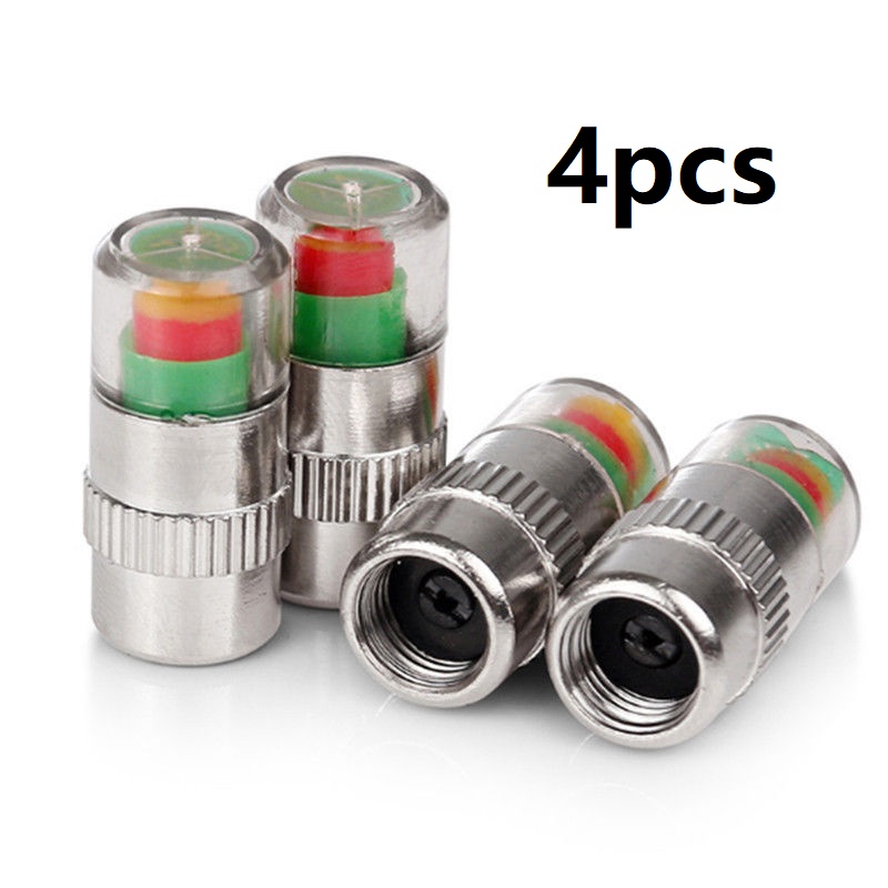 2/4 stuks autobandenspanningsindicator bandenspanningsmeter indicator alert monitoring ventieldop sensor externe klepdetectie: Donkergrijs