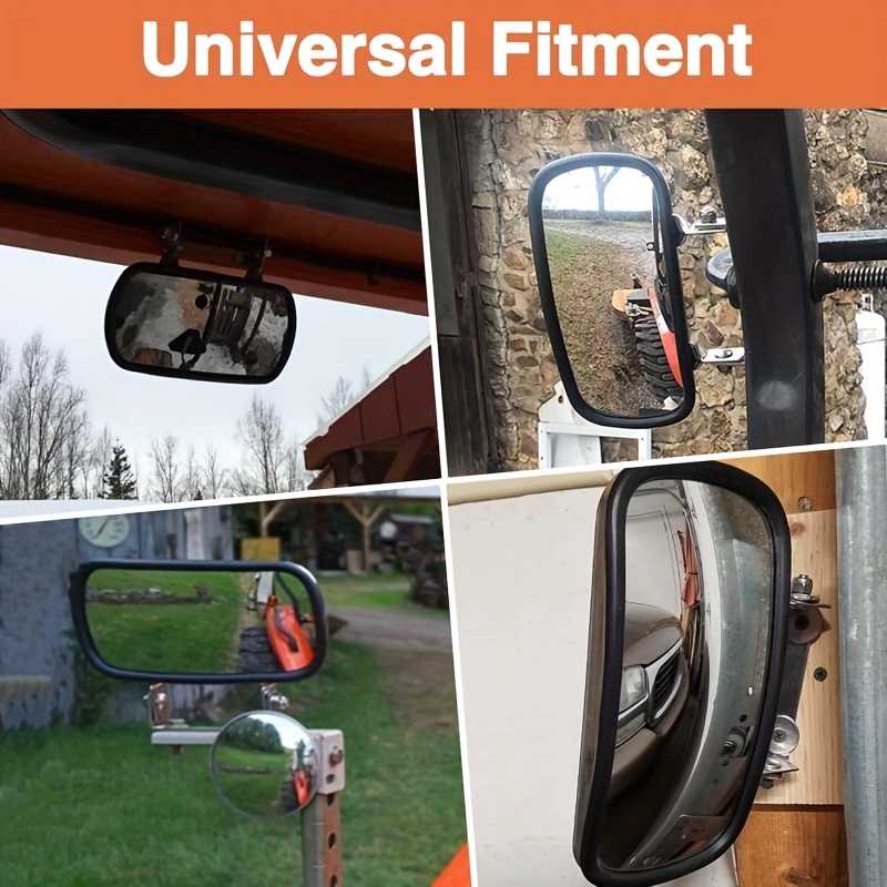 Convex Safety Mirror with U-Shaped Bracket | Wide-Angle View for Blind Spot Reduction | For Tractors, Forklifts, Trucks, Boats