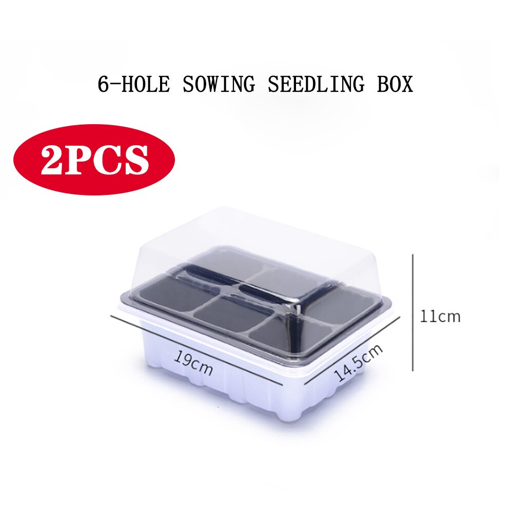Bandejas de iniciación de semillas de 2 piezas, 60 células grandes, bandeja de plántulas, Kit de cultivo de plantas con tapa y Base para germinación de semillas (6/12 celdas por bandeja): 2pcs  6 holes