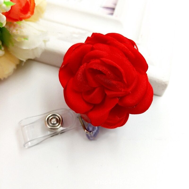 Rose blomster udtrækkeligt sygeplejerske emblem hjul lægestuderende id-kort badge holder plastik badges til adgangskort: Rød