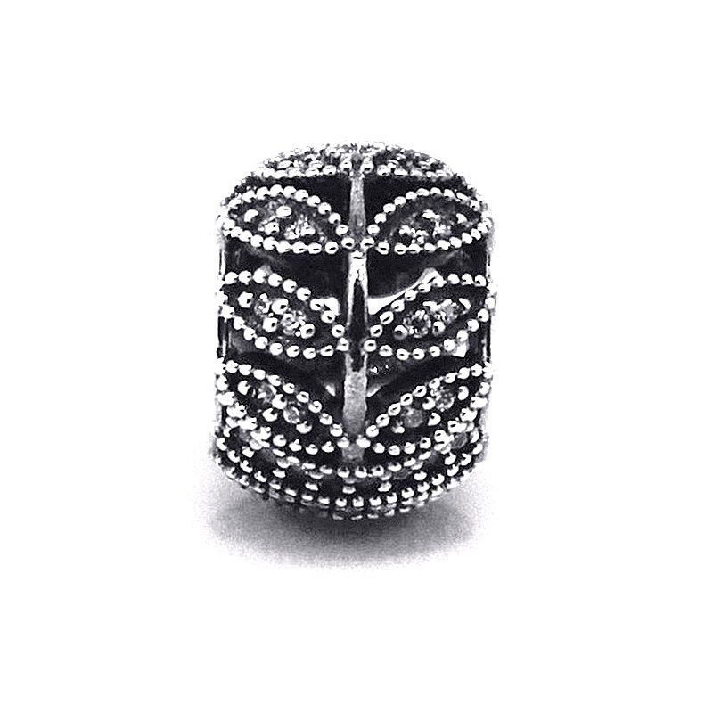 Ckk 925 Sterling Zilver Sparkling Ananas, clear Cz Charm Kralen Voor Sieraden Maken Diy Voor Vrouwen Fit Charms Armband 02025: Openwork leaves