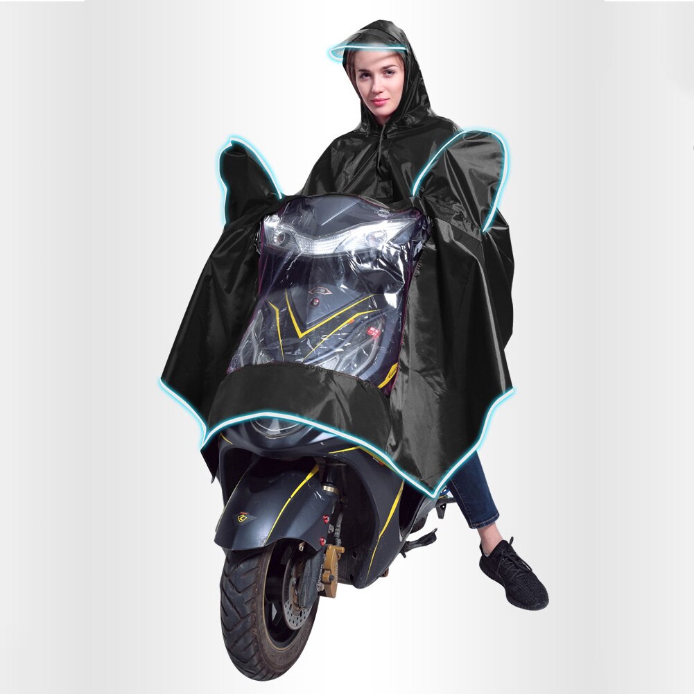 Waterpoof Poncho Rain Cape Safe Riding Universal Wide Hat Brim PVC Motorcycle Accessories With Reflective Strip