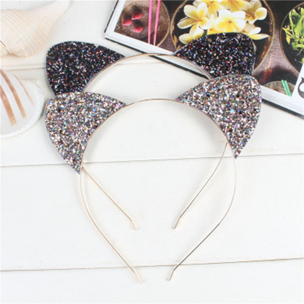 1pcs Cute Shiny Sequins Cat Ears Headband For Girl Cat Ears Hairband Kid Hair Accessories For Women Cartoon Headband