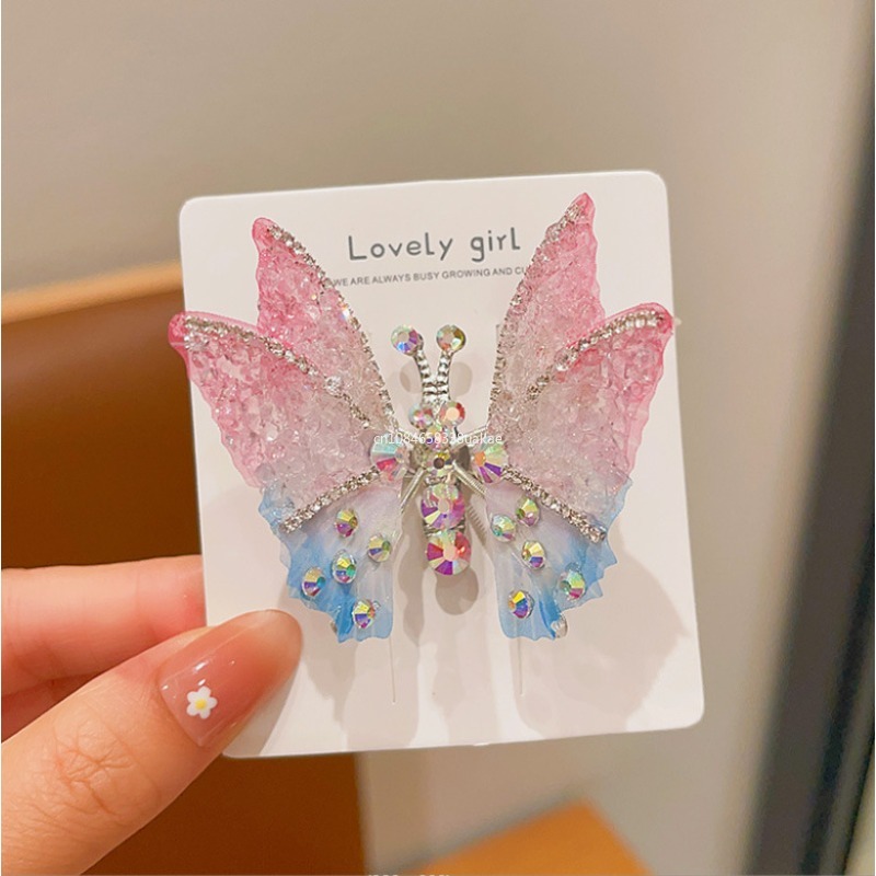 Pinza de pelo de mariposa de actividad creativa para mujeres y niñas, pinzas para el pelo de mariposa con gradiente de diamantes de imitación exquisitos, accesorios bonitos para el cabello