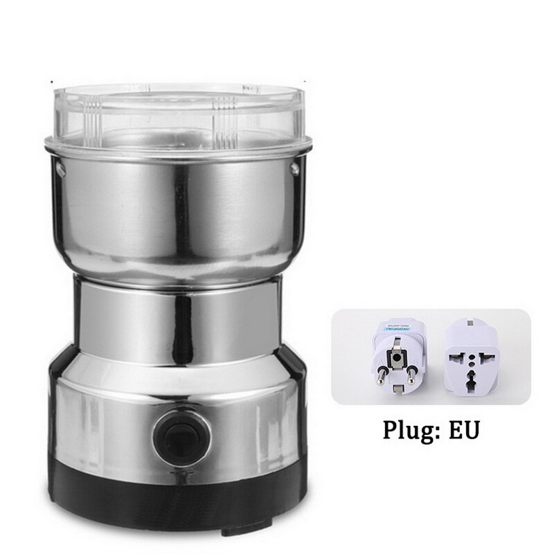 Molinillo Eléctrico de granos de café con enchufe UE/UK/US/AU, molinillo de granos de cereales para cocina, nueces, especias, molienda, máquina de café doméstica: EU plug black