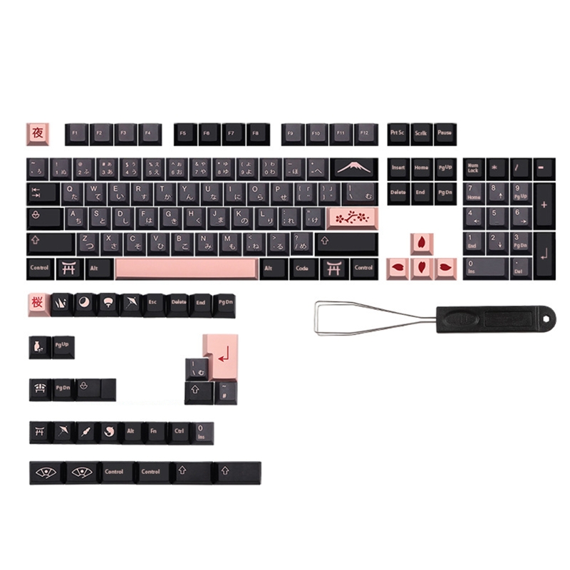 R9JA Stijlvolle Night Sakuras Keycaps Cherry Profiel 136 Toetsen Keycap Japanse Engels