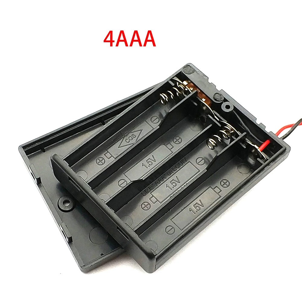 AAA Batterijhouder Case Box 2 3 4 Slots DIY Battery Box DIY Batterij Container Case Schakelaar Draadlood voor 1.2V/1.5V AAA Batterij: green