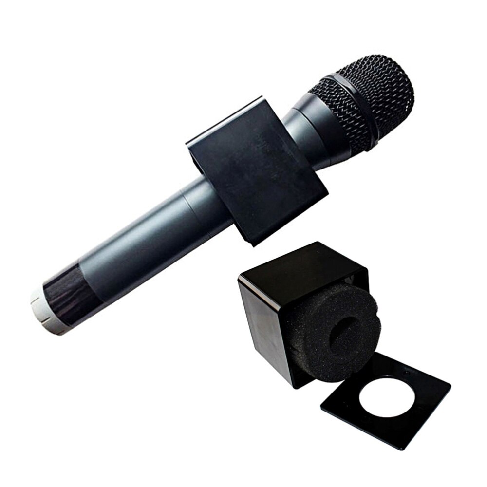 Handheld Interview Square Cube Shaped Microphone Station Logo Flag Station SA100 (Black)