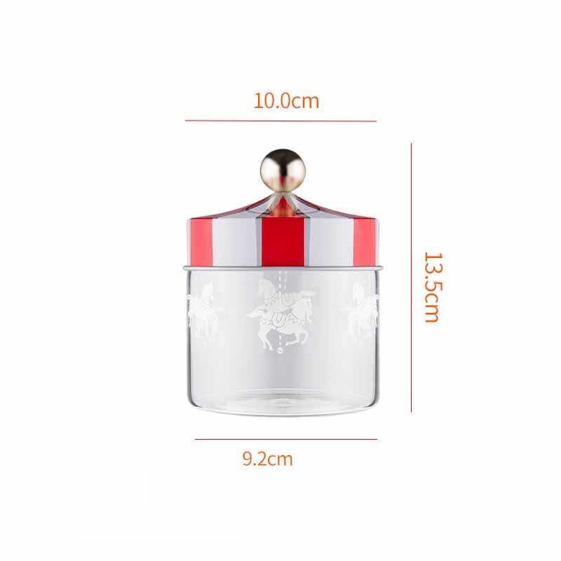 Carousel With Lids Food Storage Container Cereal Lemon Coffee Beans Snack Kitchen Storage Moisture Proof Transparent Glass Jar: S