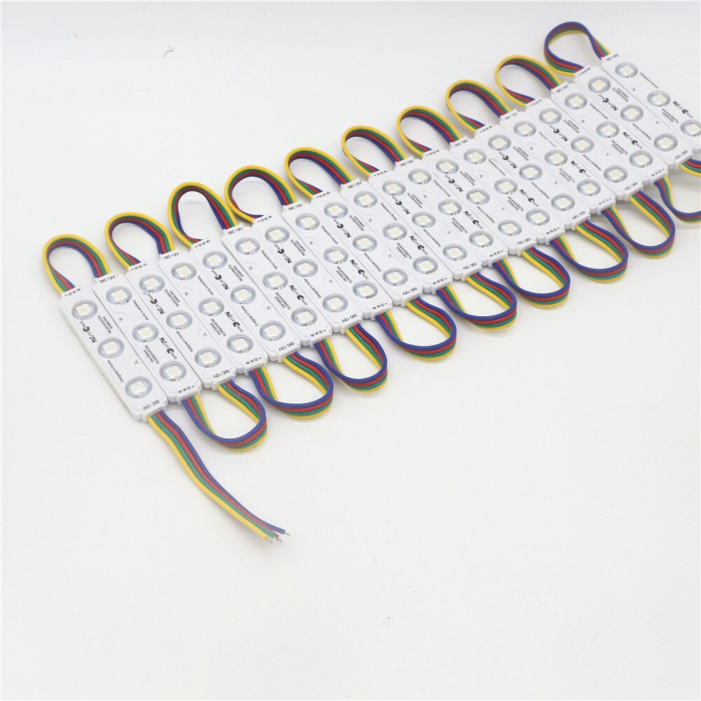 20pcs/lot 5050 Chip 3 LED Injection Module Lighting 12V IP67 Waterproof 4pin RGB Led Modules Ultra Bright Sign Strip Backlight