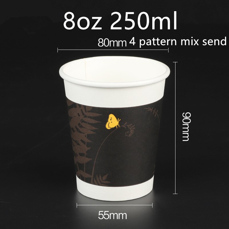 50 stücke Einweg kaffee tasse 8 unzen/12 unzen/16 unzen trinken saft milch tee imbiss verpackung tassen wiht deckel partei hochzeit gunsten papier tasse