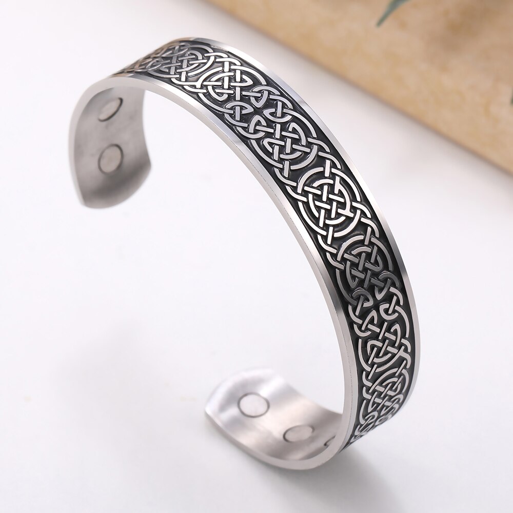 Skyrim Vintage Magnetische Armbanden Manchet Bangle Luck Ierse Knot Celtics Knopen Viking Rvs Armbanden Sieraden voor Vrouwen Mannen