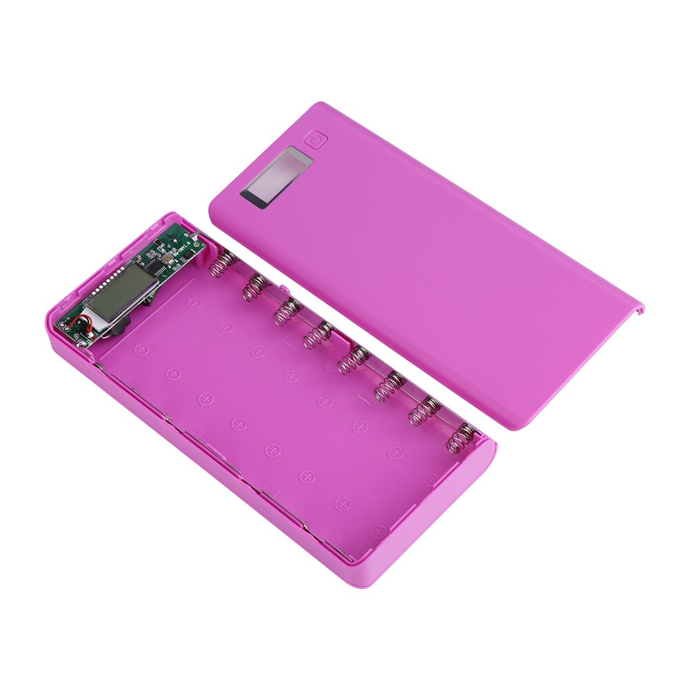 Scatola DIY Power Bank - Doppio USB Display LCD - Uscita 5V 2A - Con 2 Indicatori LED: Viola