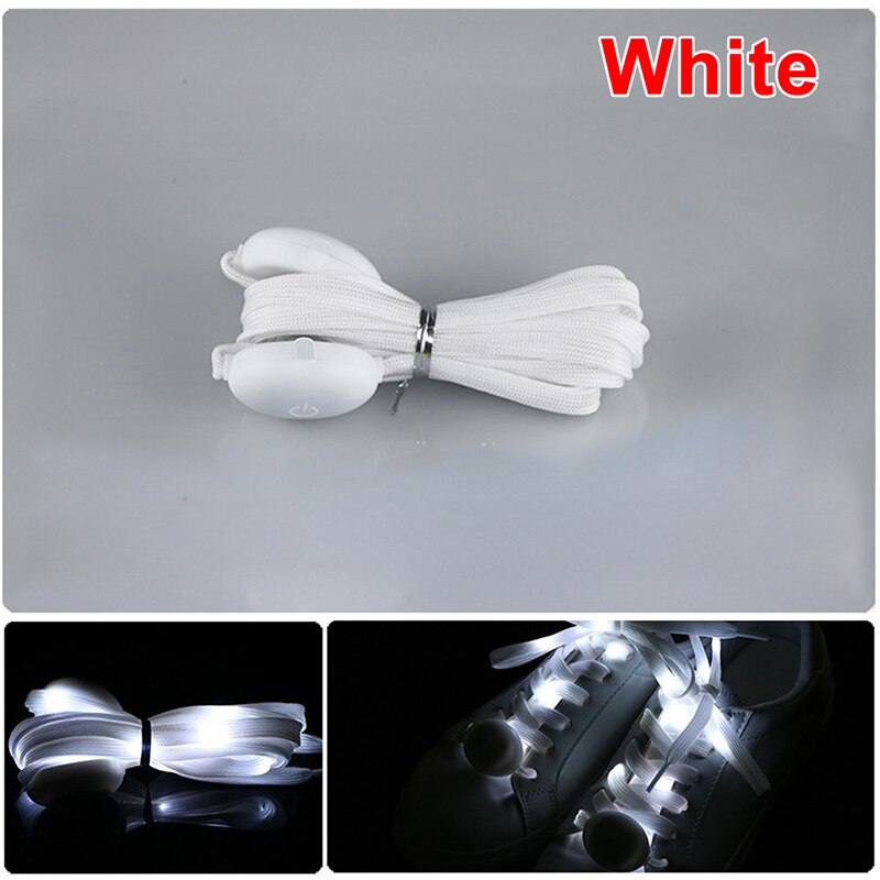 1 Paar Led Sport Veters Glow Schoen Strings Ronde Flash Licht Schoenveters Geen Tie Lui Veters Lichtgevende Schoenveters: WHITE