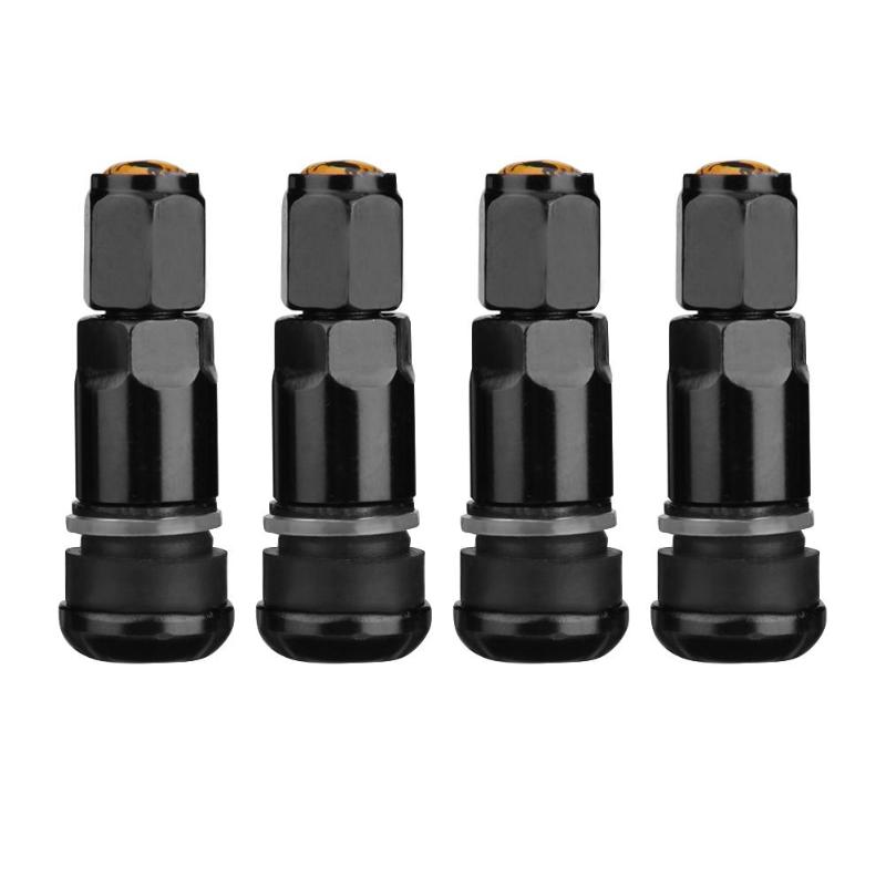 Vodool 4 stuks universele tubeless aluminiumlegering lucht fietsband ventieldoppen band wiel ronde afdekking auto accessoires: Zwart