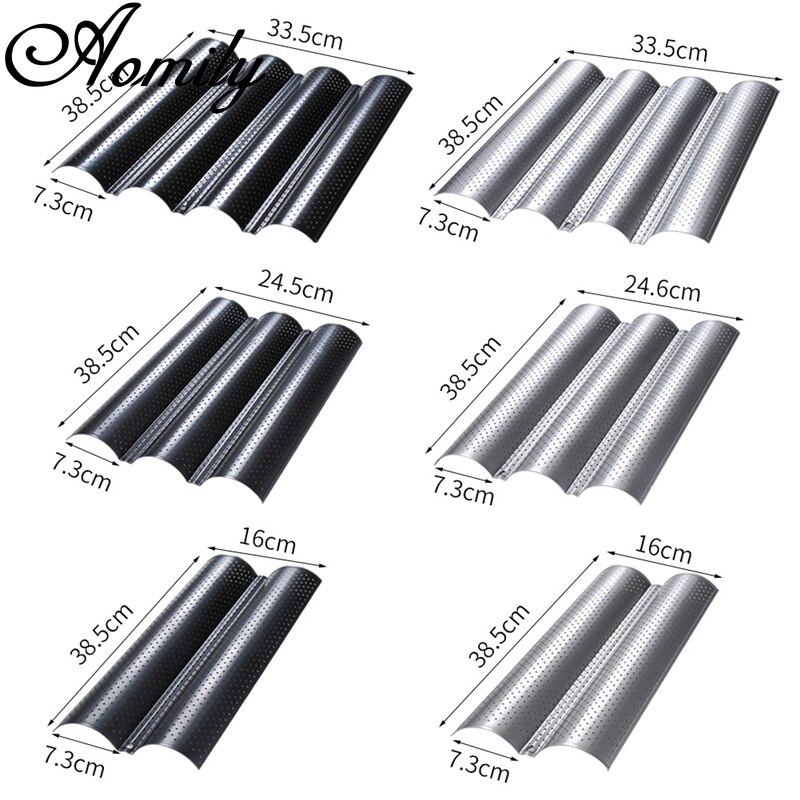 Amoliy French Stick Mould Carbon Steel 2/3/4 Groove Long Baguette Bread Baking Tray Mold Baguette Bake Mold Pan Bakery Tools