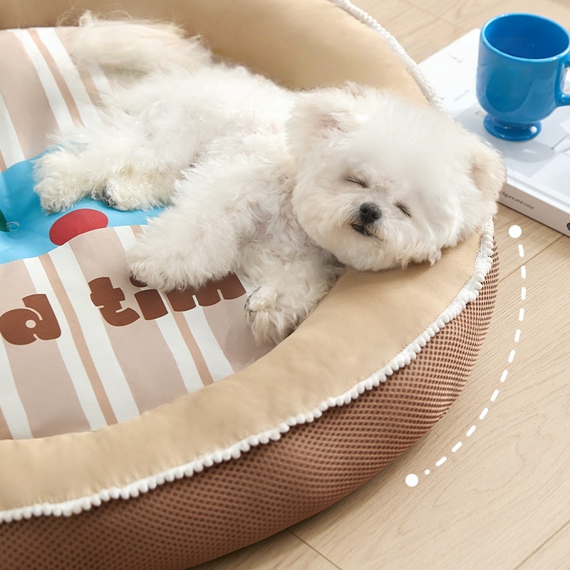 Zomerhondenbed voor kleine middelgrote honden Koelmat Verfrissend bed voor puppy Kitten schoon te maken Rond kattenkussen Huisdier Kalmerende bank