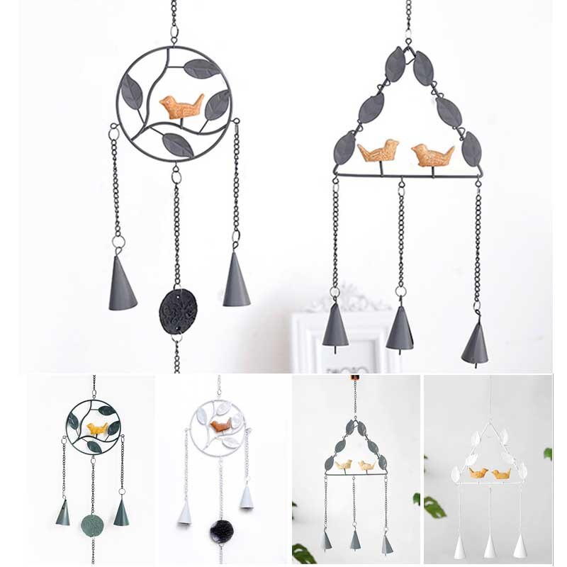 European wrought iron wind chime pendant style Metal Wind Chime with Birds Garden Outdoor Decor Wind Chime Bell