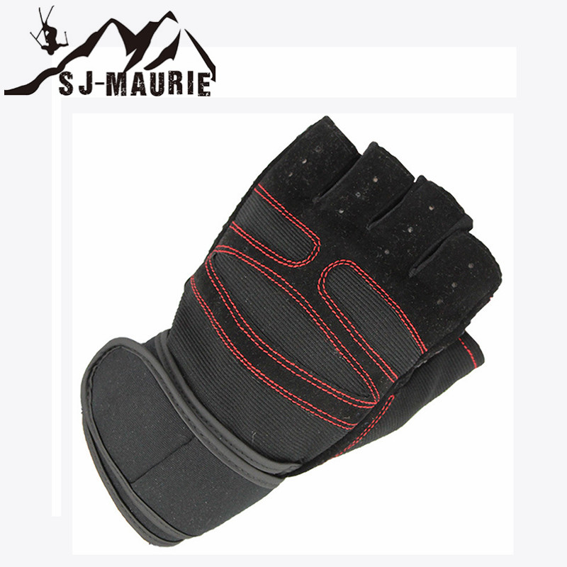 SJ-Maurie Mannen Gym Running Handschoenen Oefening Gewichtheffen Handschoenen Figer Protector Fietsen Wandelen Training Sport Fitness Handschoenen: Black / M