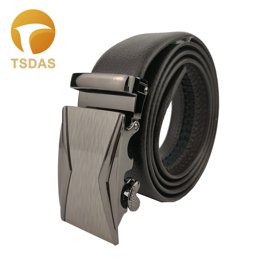 Automatische gesp voor heren leren riem zilver heren riemgesp: Z -4- bruin