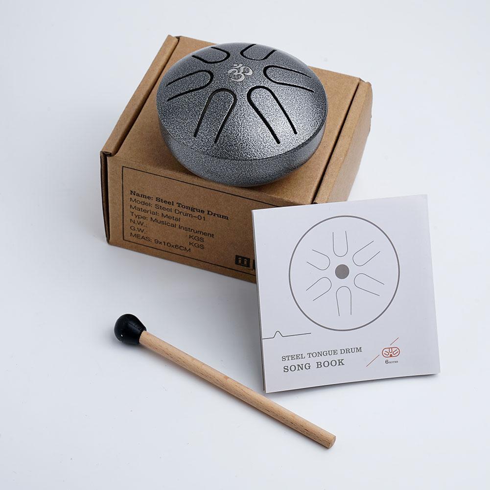 Mini Ethereal Drum 3 Inch 6 Tone Steel Tongue Drum Handheld Music Drum 3 Instrument Colors Lovers Percussion Beginner D5n8