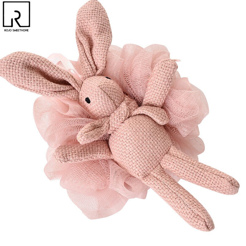 Cute Rabbit Bath Sponge Mesh Body Cleaning Shower Wash Brush Flower Exfoliating Massage Scrubber Ball Bubble Bathroom Supplies