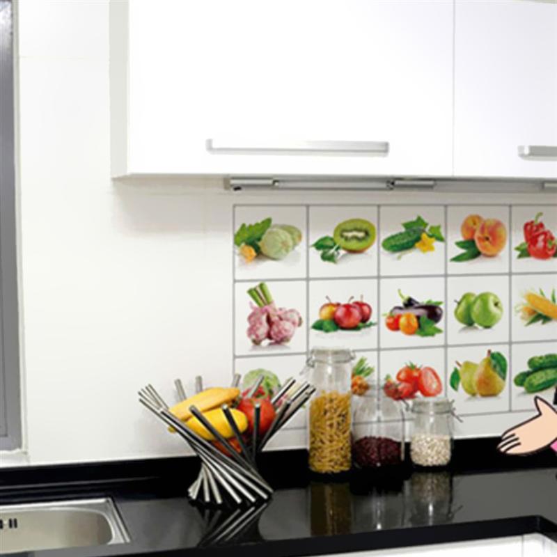 Vegetable Fruit Kitchen Stickers Anti-oil Paste Waterproof Removable Wall Stickers Decals Wallpaper Tile Decor