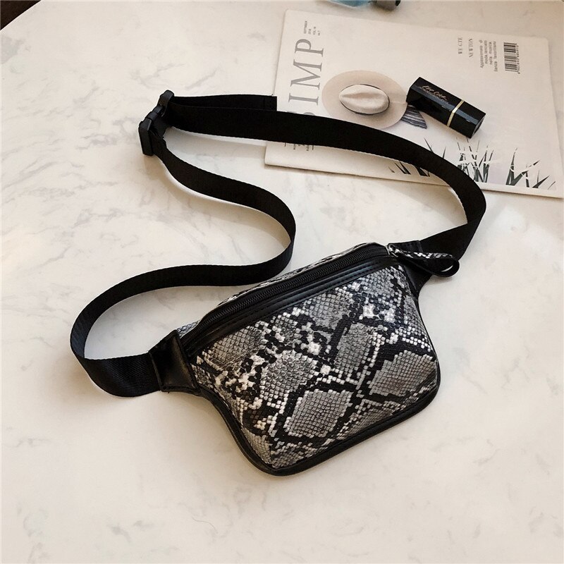 Riñonera con patrón de pitón para mujer, bolso de pecho con conchas de estilo europeo y americano, para verano y otoño,