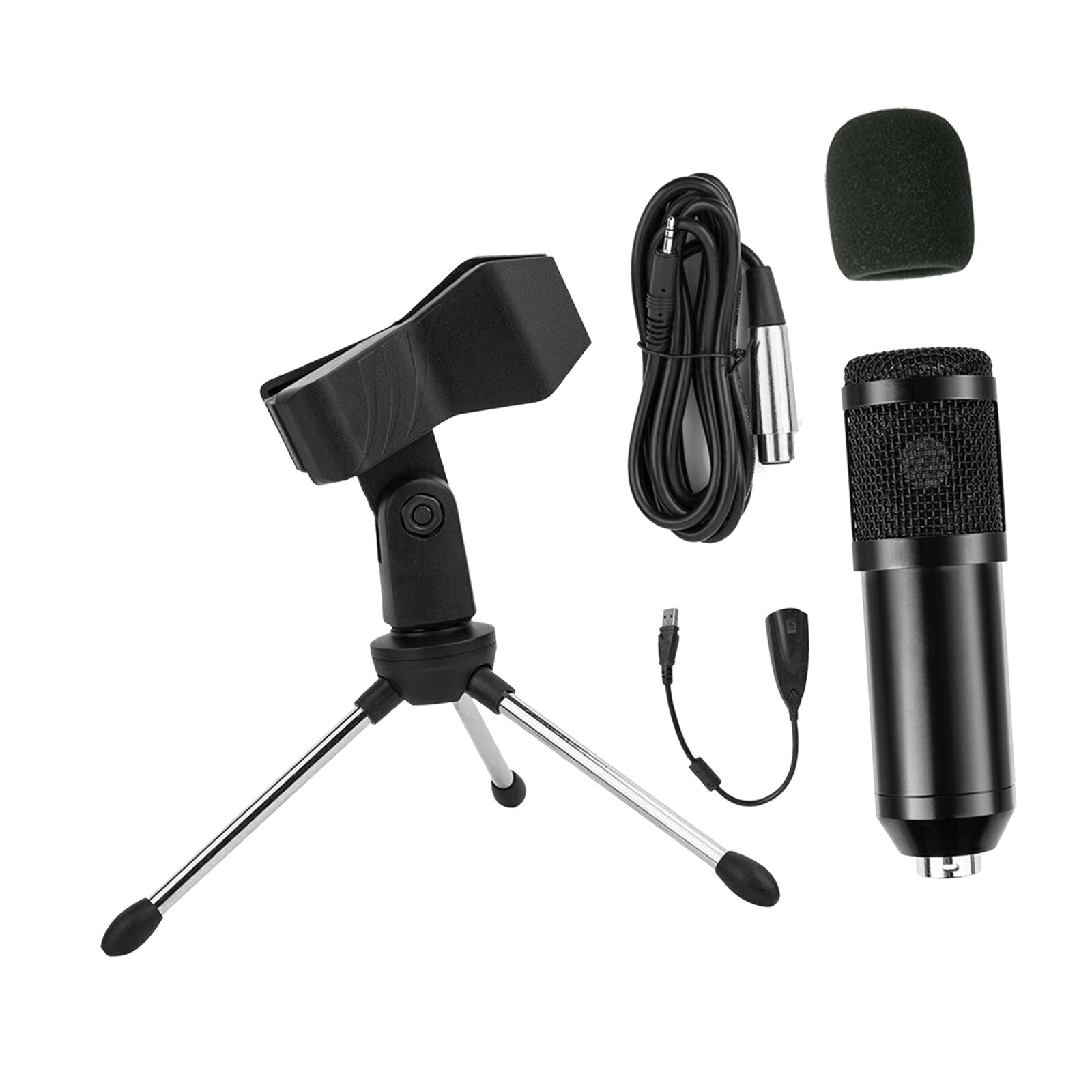 1 Set Condenser Microphone Kit Computer Cardioid Mic with Tripod for Podcast