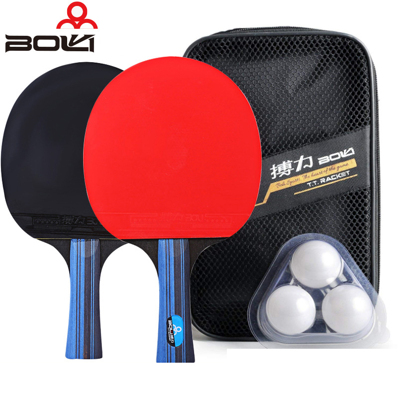 Raqueta de tenis de mesa de 2 unidades, raqueta de Ping Pong de doble cara con mango largo y corto, con bolsa y 3 pelotas,