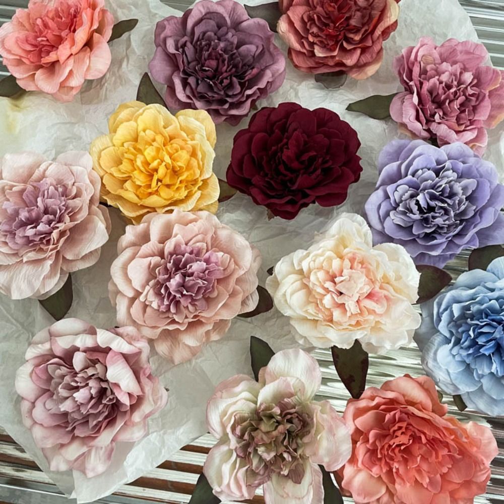 Söt blomma pion blomma hårspänne stora hårspännen håraccessoarer konstgjorda blommor hårnålar bohemiska sidohårspännen bröllop