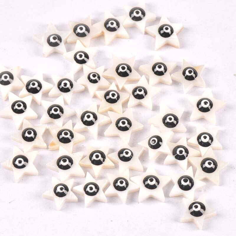 10 st/lot evil eyes stjärnor skal för smyckestillverkning armband pärlemor snäckskal lösa pärlor gör-det-själv heminredningshantverk  tr0362: 3