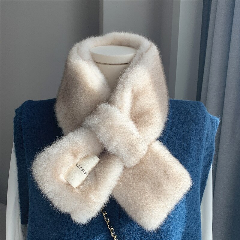 Thicken Warm Muffler Women's Winter Neck Warmers Plush Scarves Versatile Cloth Collocations: hite gradient